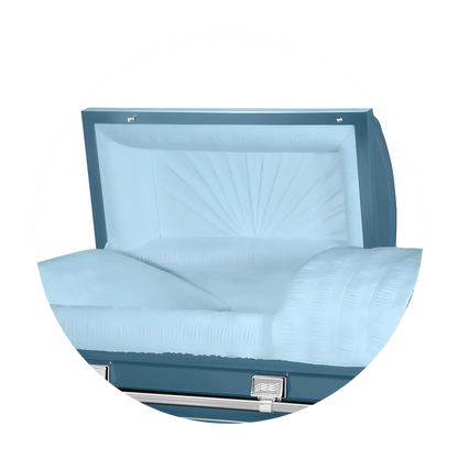 Commander XXL 40 & 44-inch | Light Blue Steel Oversize Casket with Light Blue Interior