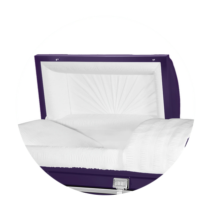 Commander XXL 40 & 44-inch | Royal Purple Steel Oversize Casket with White Interior