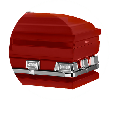 Commander XXL 40 & 44-inch | Red Steel Oversize Casket with White Interior