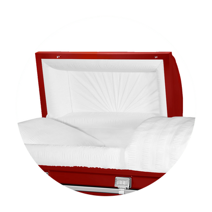 Commander XXL 40 & 44-inch | Red Steel Oversize Casket with White Interior