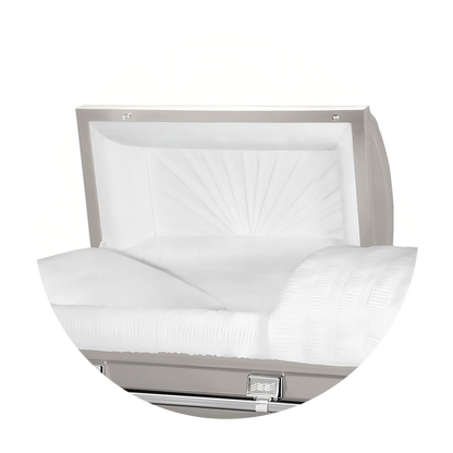 Commander XXL 40 & 44-inch | Silver Steel Oversize Casket with White Interior