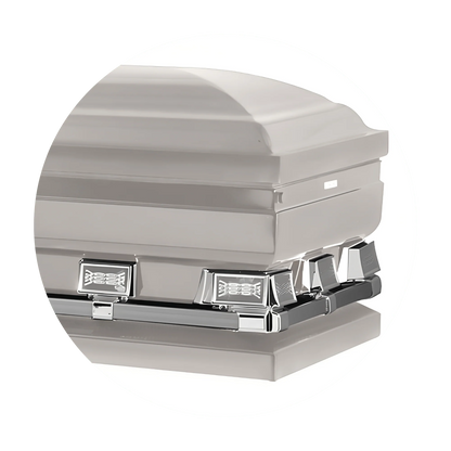 Commander XXL 40 & 44-inch | Silver Steel Oversize Casket with White Interior
