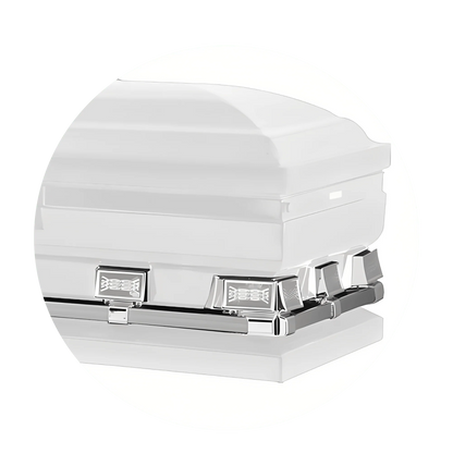 Commander XXL 40 & 44-inch | White and Silver Steel Oversize Casket with White Interior