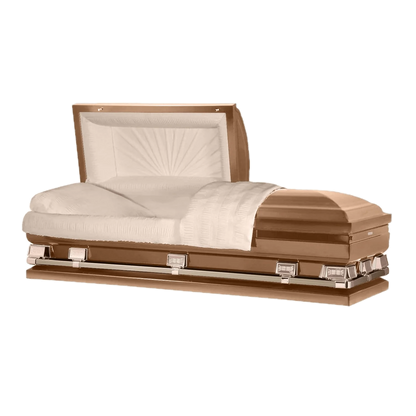 Atlas XL | Copper Steel Oversize Casket with Rosetan Interior