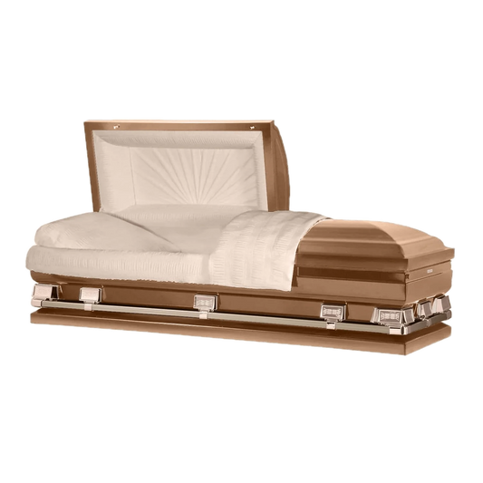 Atlas XL | Copper Steel Oversize Casket with Rosetan Interior