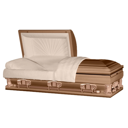 Jupiter XL | Copper Steel Oversize Casket with Rosetan Interior | 28", 29", 33", 36"