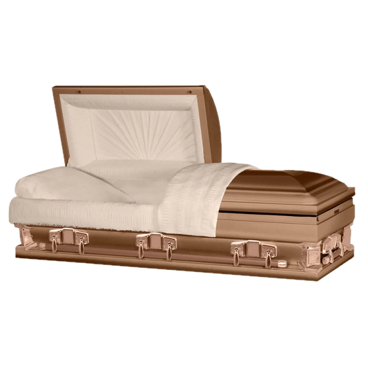 Everest Extra Long 7'2" | Copper Steel Oversize Casket with Rosetan Interior | 28", 33"