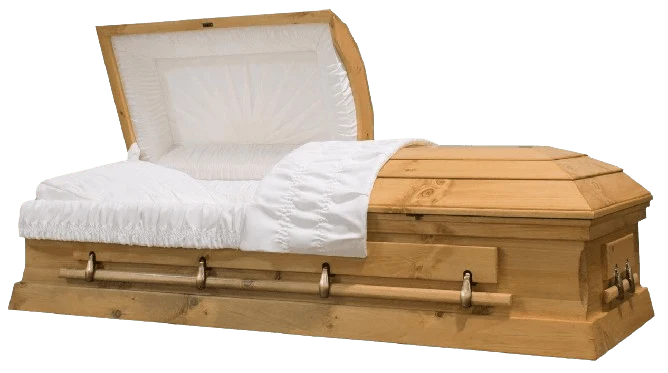 Crawford (Pine) | Pine Wood Casket with Light Stain Finish