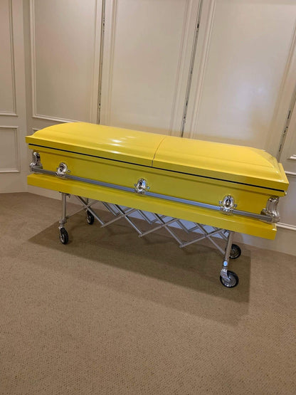 Orion Series | Bright Yellow Steel Casket with White Interior - Titan Casket