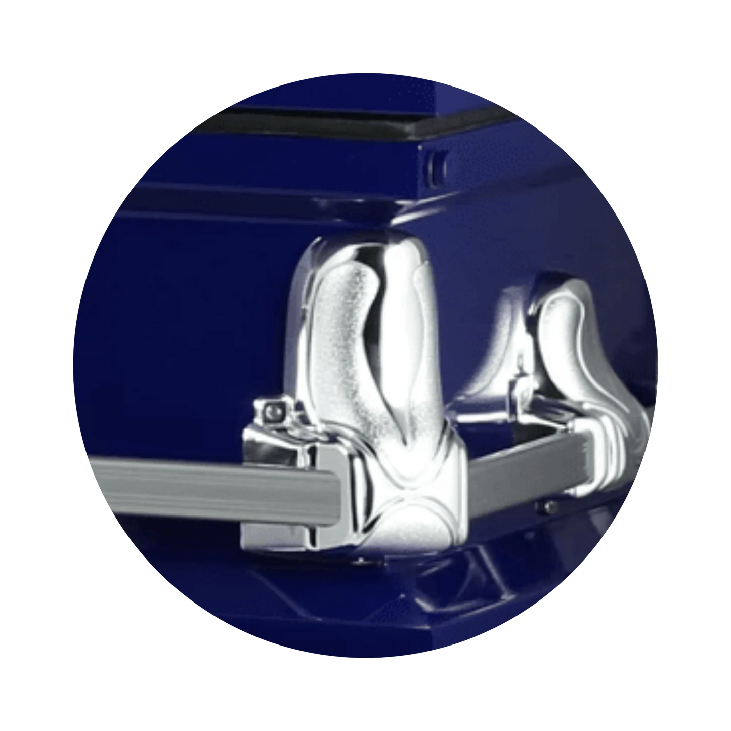 Orion Series | Dark Blue Steel Casket with White Interior