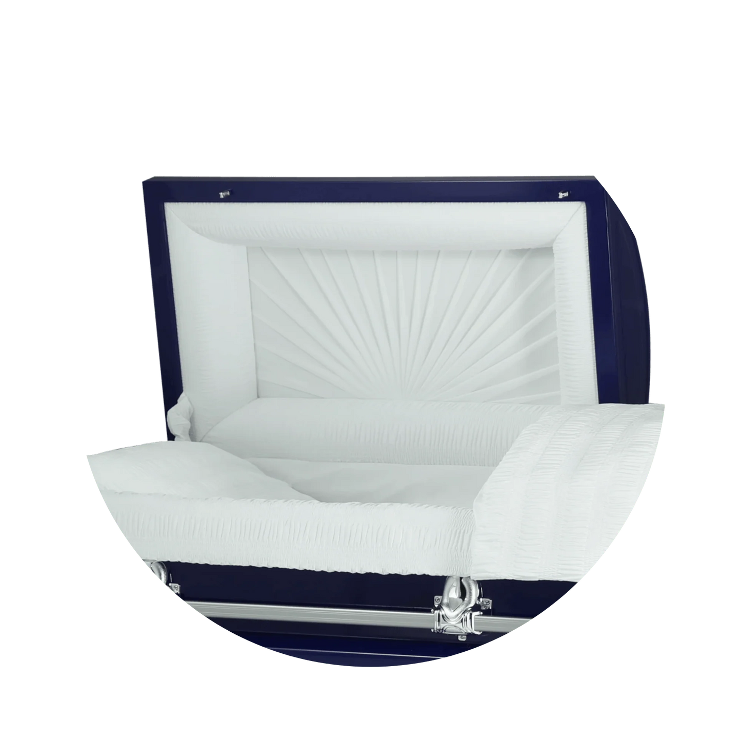 Orion Series | Dark Blue Steel Casket with White Interior