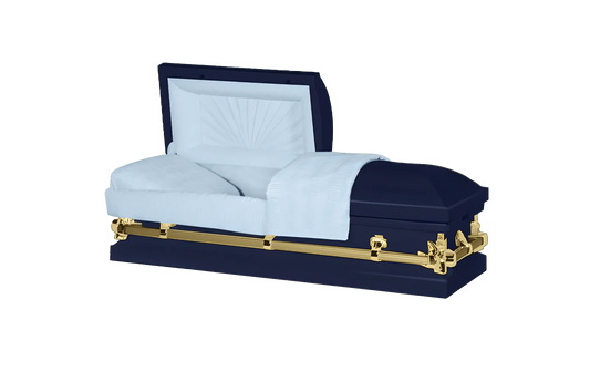 Steel Pet Casket | Dark Blue & Gold