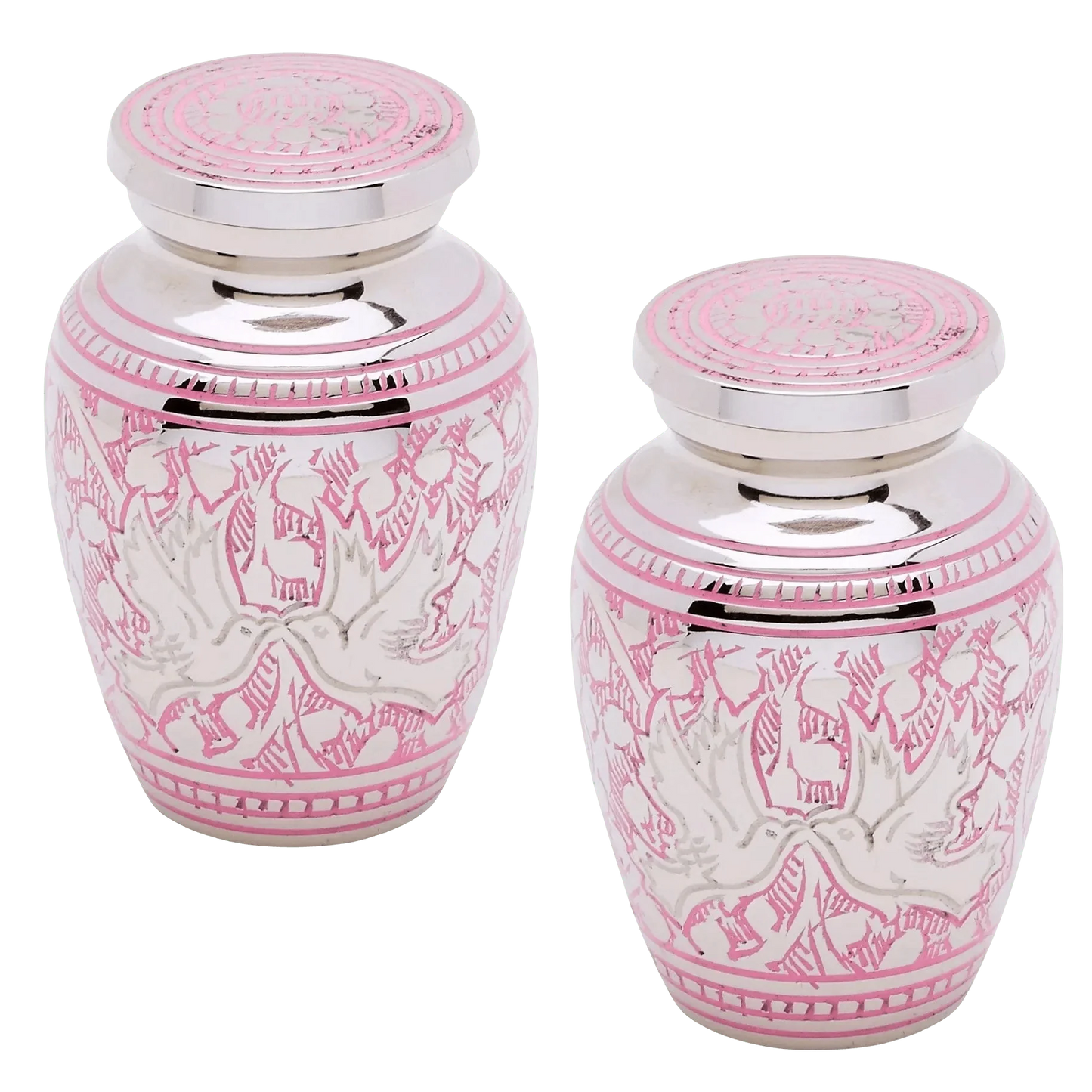 Pair of Keepsake Urns - Pink Loving Doves | Dover Brass Urns