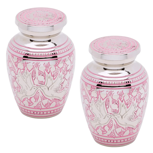 Pair of Keepsake Urns - Pink Loving Doves | Dover Brass Urns