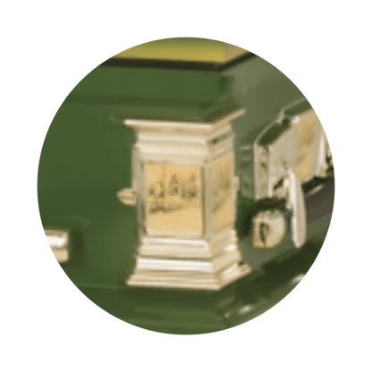 Farmer | Green Steel Casket with White Interior