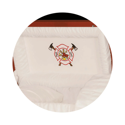Firefighter | Red Steel Casket with White Interior
