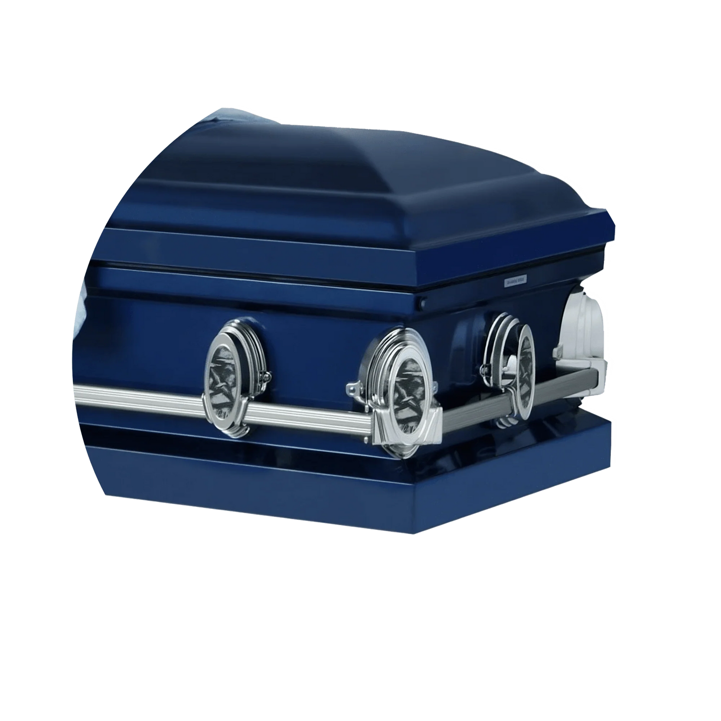 Going Home | Dark Blue Steel Casket with Light Blue Interior