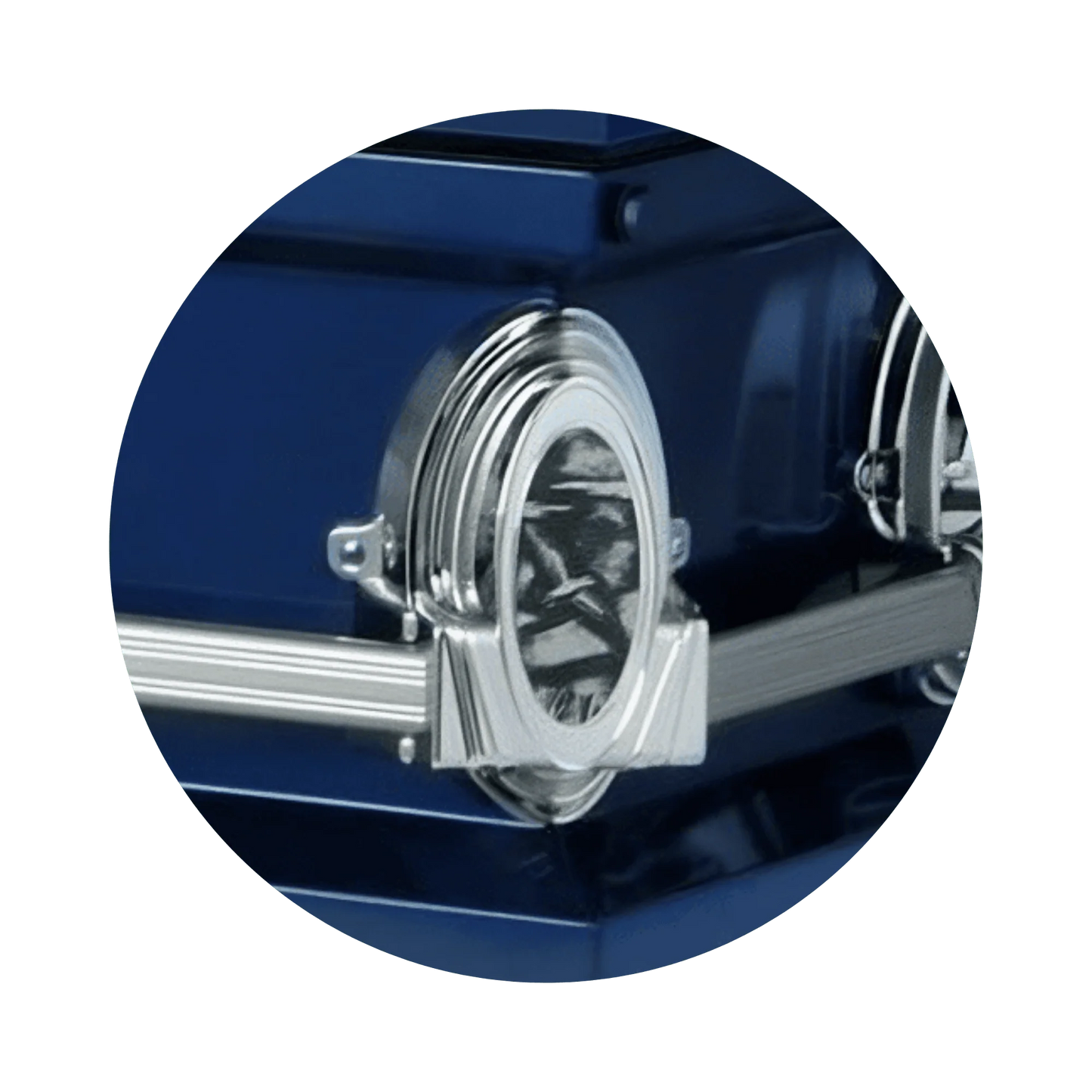 Going Home | Dark Blue Steel Casket with Light Blue Interior