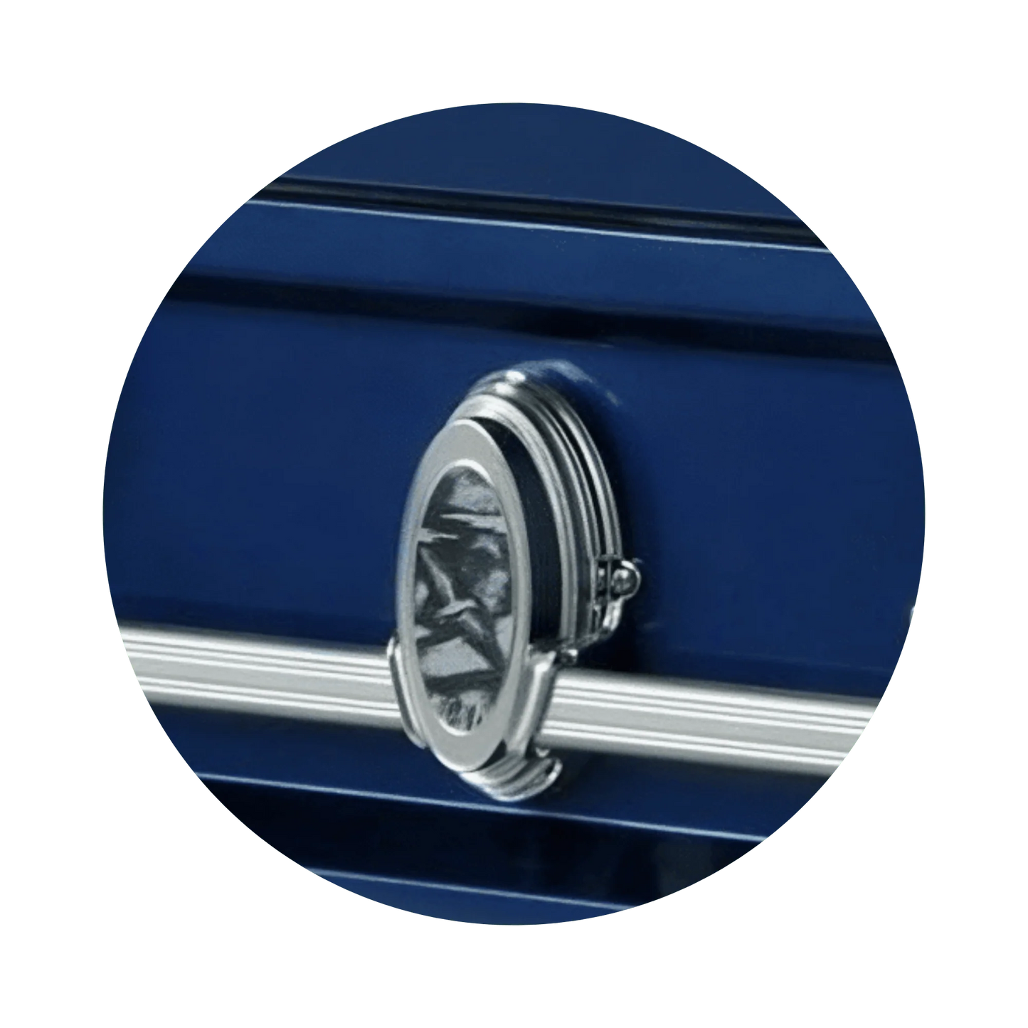 Going Home | Dark Blue Steel Casket with Light Blue Interior