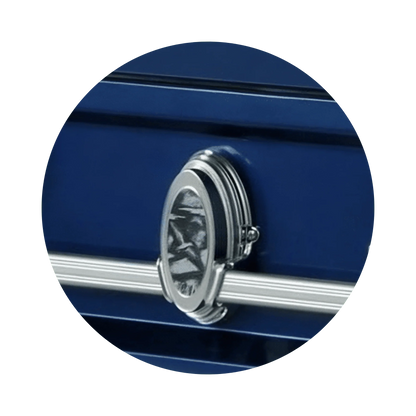Going Home | Dark Blue Steel Casket with Light Blue Interior