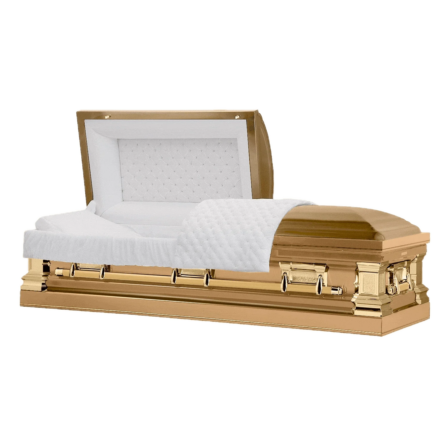 The Majesty Gold | Gold Stainless Steel Casket with White Interior