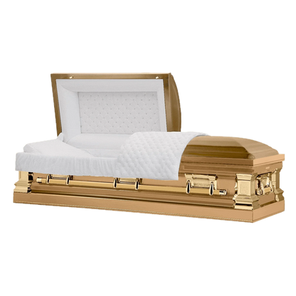 The Majesty Gold | Gold Stainless Steel Casket with White Interior