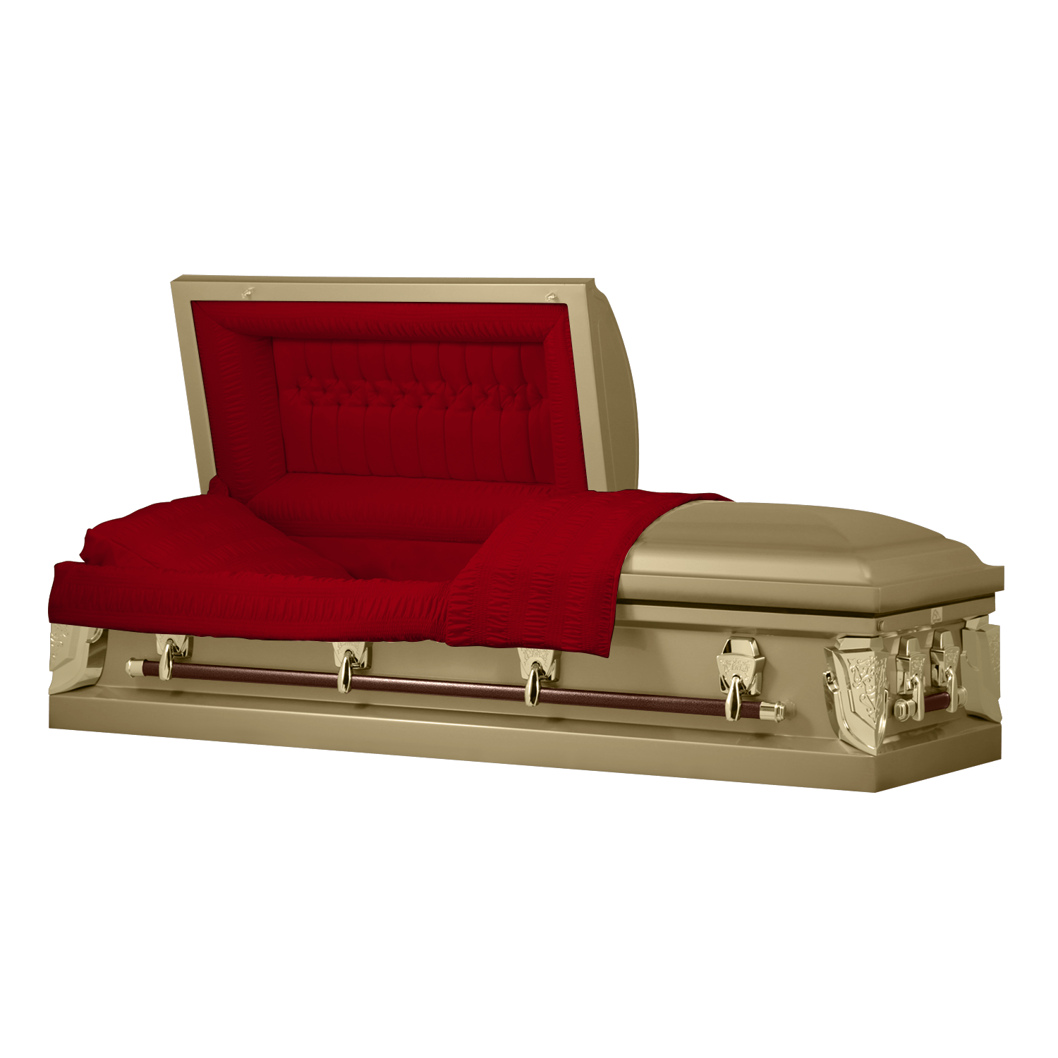 Cambridge Series | Gold Steel Casket with Red Velvet Interior - Titan Casket