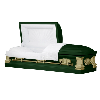Satin Series | Hunter Green Steel Casket with White Interior