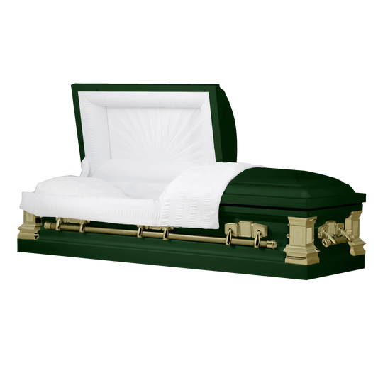 Satin Series | Hunter Green Steel Casket with White Interior