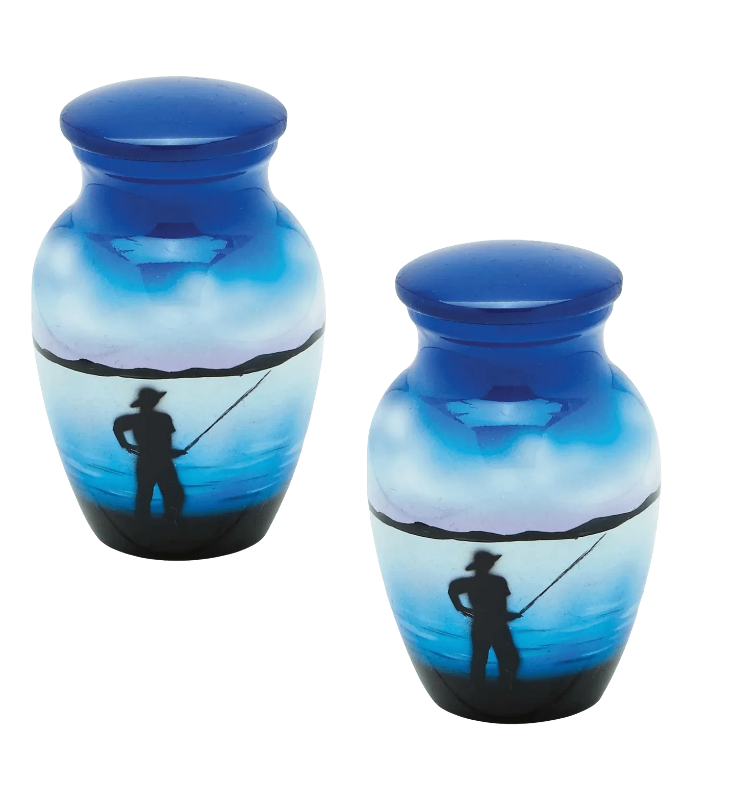Pair of Keepsake Urns - Fisherman | Hand Painted Keepsake Urns
