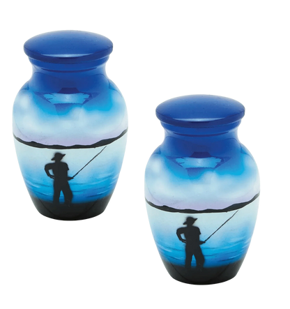 Pair of Keepsake Urns - Fisherman | Hand Painted Keepsake Urns