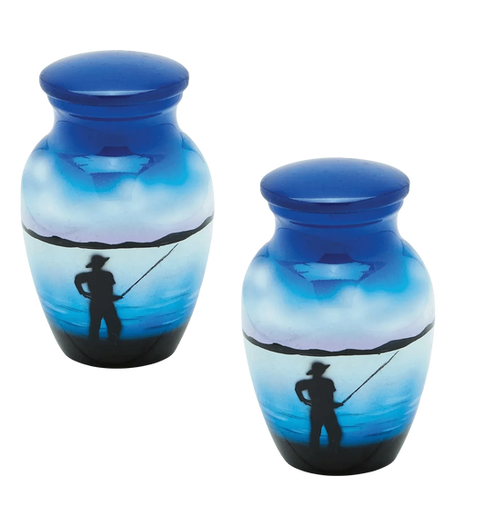 Pair of Keepsake Urns - Fisherman | Hand Painted Keepsake Urns