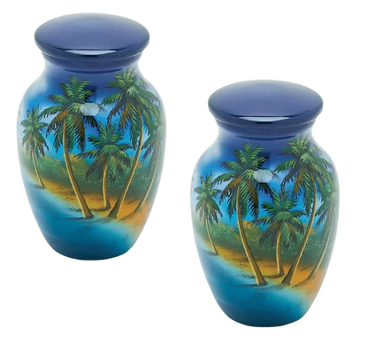 Pair of Keepsake Urns - Paradise | Hand Painted Keepsake Urns