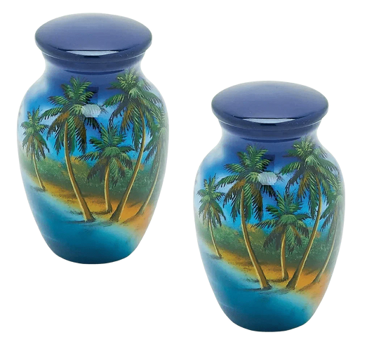 Pair of Keepsake Urns - Paradise | Hand Painted Keepsake Urns