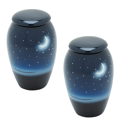 Pair of Keepsake Urns - Starry Nights | Hand Painted Keepsake Urns