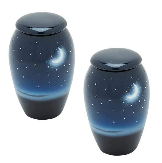 Pair of Keepsake Urns - Starry Nights | Hand Painted Keepsake Urns