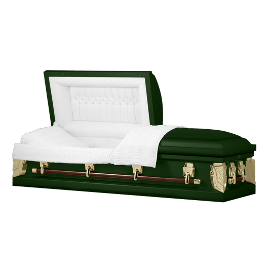 Cambridge Series | Green Steel Casket with White Velvet Interior - Titan Casket