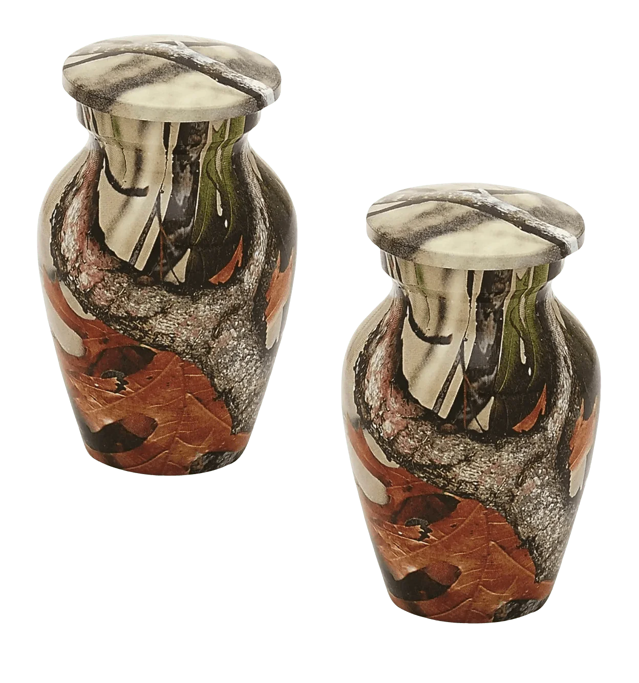 Pair of Keepsake Urns - Camouflage | Hydro-Painted Keepsake Urns