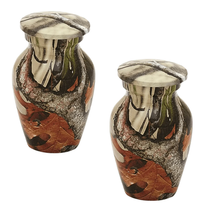 Pair of Keepsake Urns - Camouflage | Hydro-Painted Keepsake Urns
