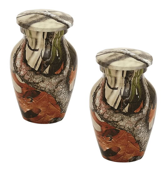 Pair of Keepsake Urns - Camouflage | Hydro-Painted Keepsake Urns