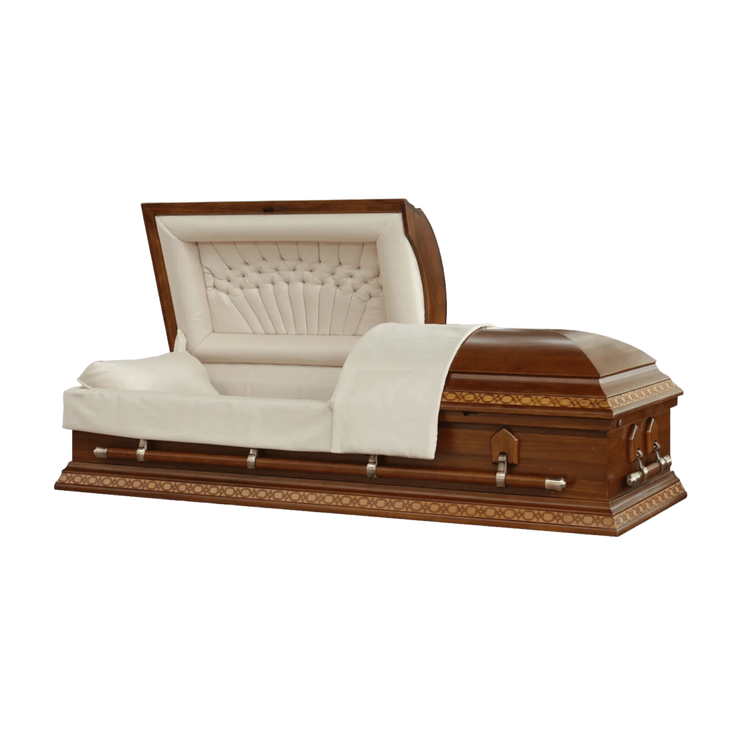 Avellino (Poplar) | Poplar Casket - Satin Two-tone Sable Finish with a Rosetan Crepe Interior