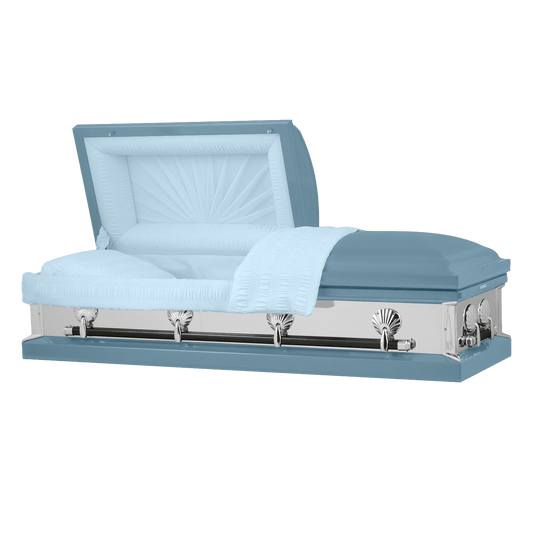 Reflections Series | Light Blue Steel Casket with Light Blue Interior - Titan Casket