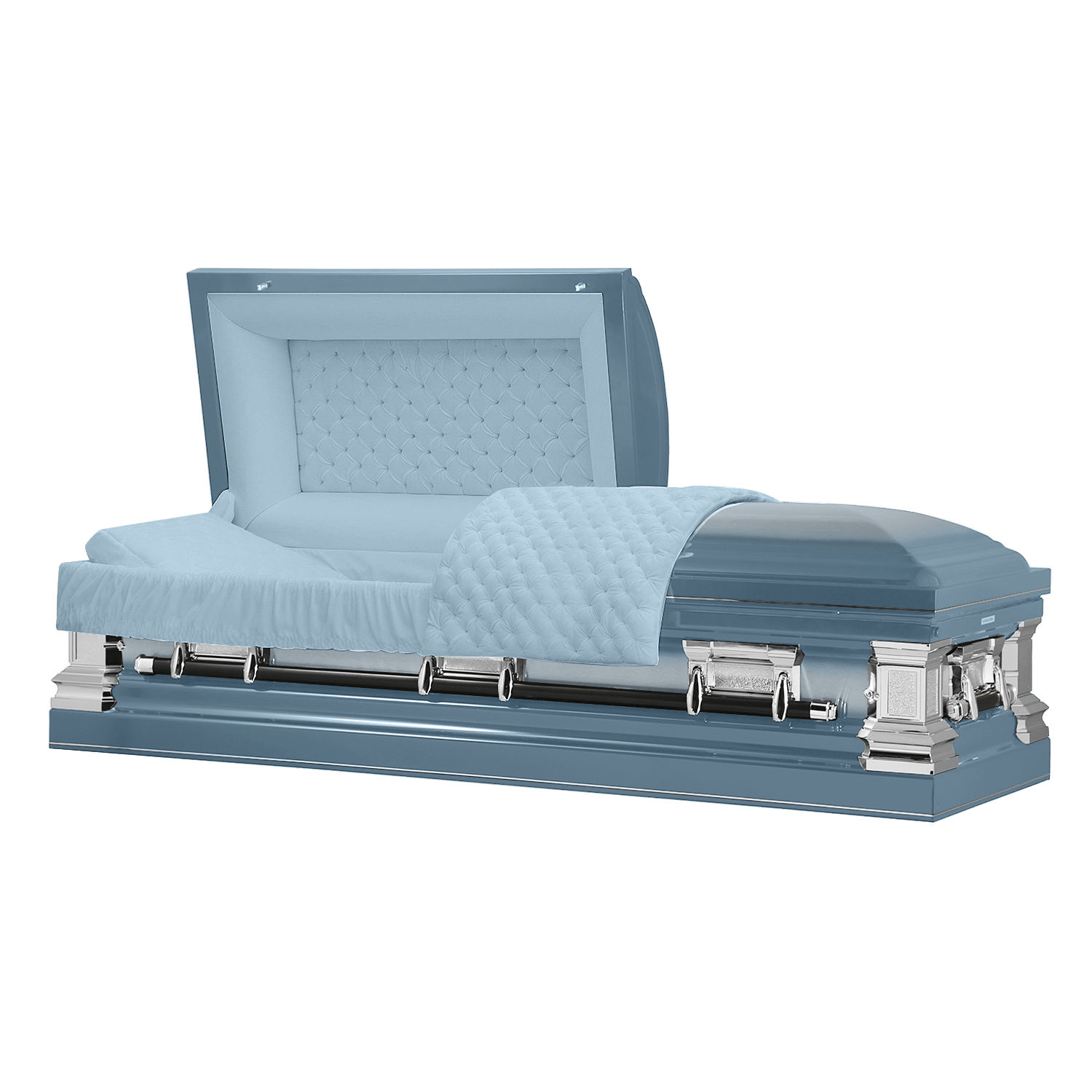 Era Series | Light Blue Stainless Steel Casket with Light Blue Interior - Titan Casket