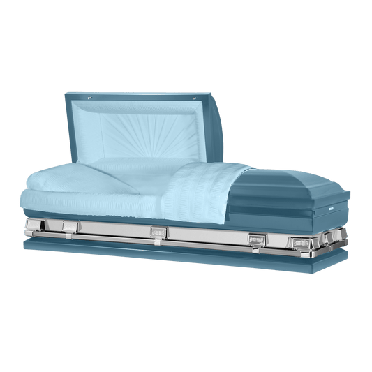 Reflections XL | Light Blue Steel Oversize Casket with Light Blue Interior - Titan Casket