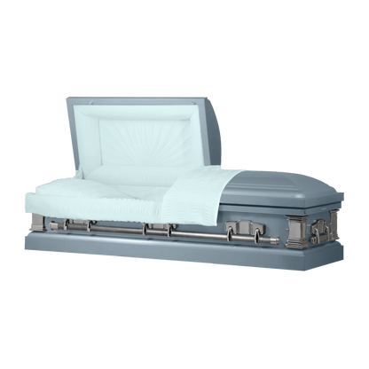 Satin Series | Light Blue Steel Casket with Light Blue Interior