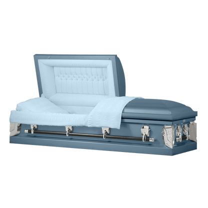 Cambridge Series | Light Blue Steel Casket with Light Blue Velvet Interior - Titan Casket