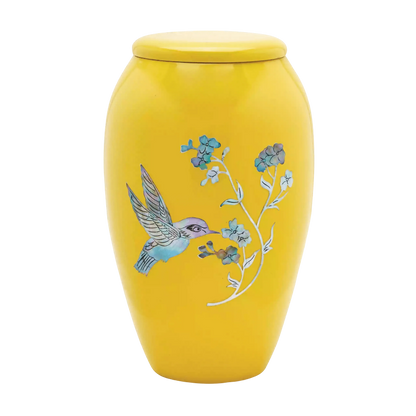 Designer Urn - Yellow Hummingbird