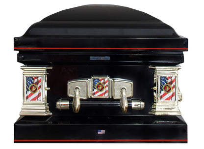 Veteran Select | Marines Black Steel Casket with Black Interior