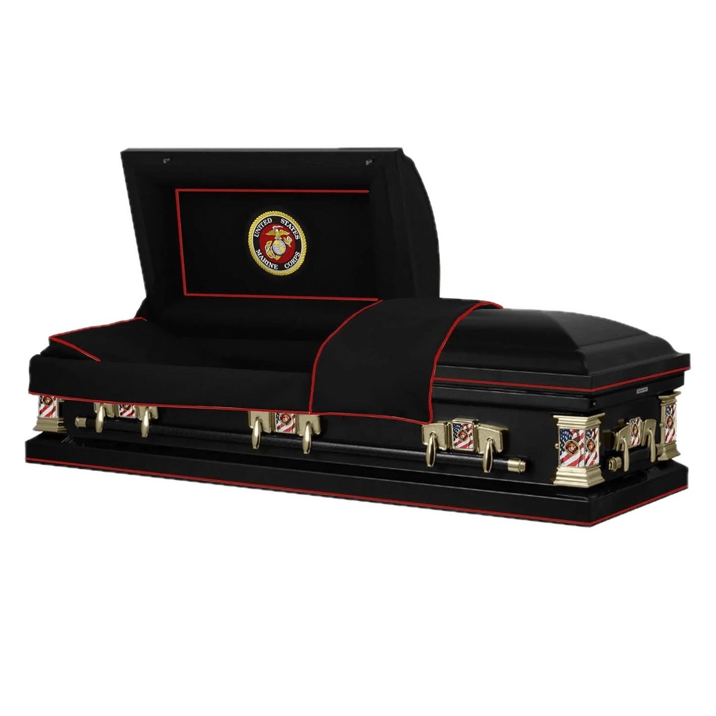 Veteran Select | Marines Black Steel Casket with Black Interior