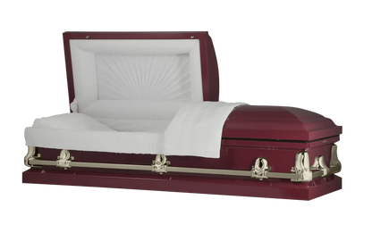 Orion Series | Maroon & Gold Steel Casket with White Interior